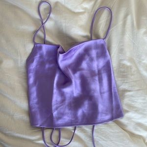 Purple shine sleeveless crop top